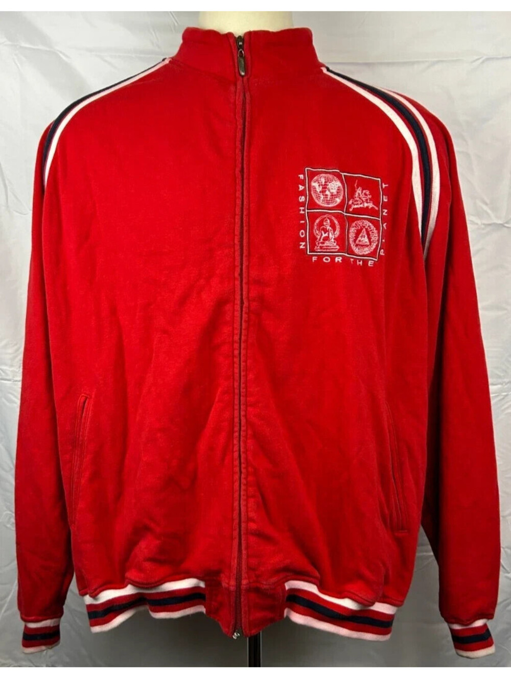 Pelle Pelle Men's 2XL Red Spell Out Full Zip Jacket
